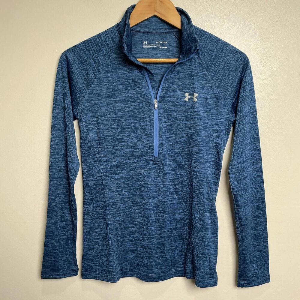 Under Armour Women's 1/4 Zip Shirt HeatGear Long Sleeve XS Loose Fit‎ Blue NWT